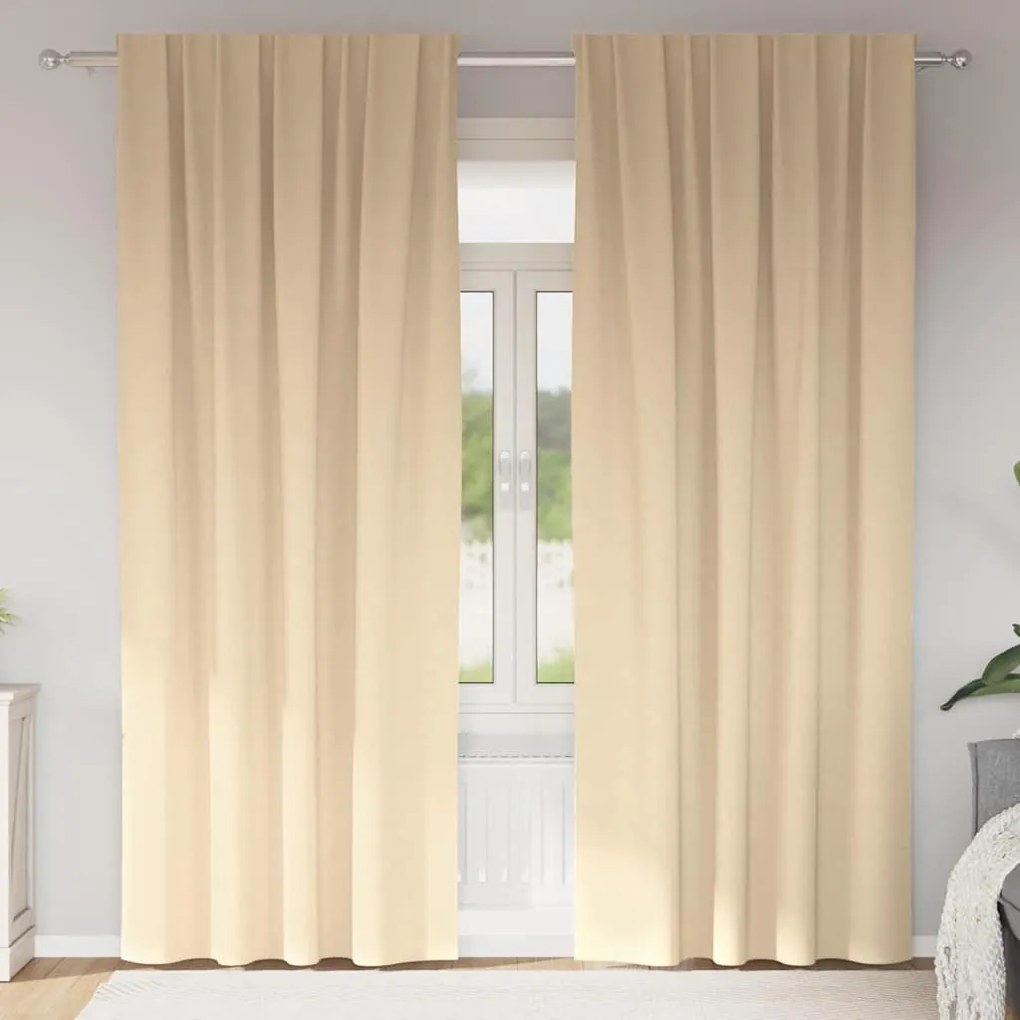 vidaXL Κουρτίνες με κουρτίνες 2 pcs Κρεμ 245 x 140 εκ. Πολυεστέρας