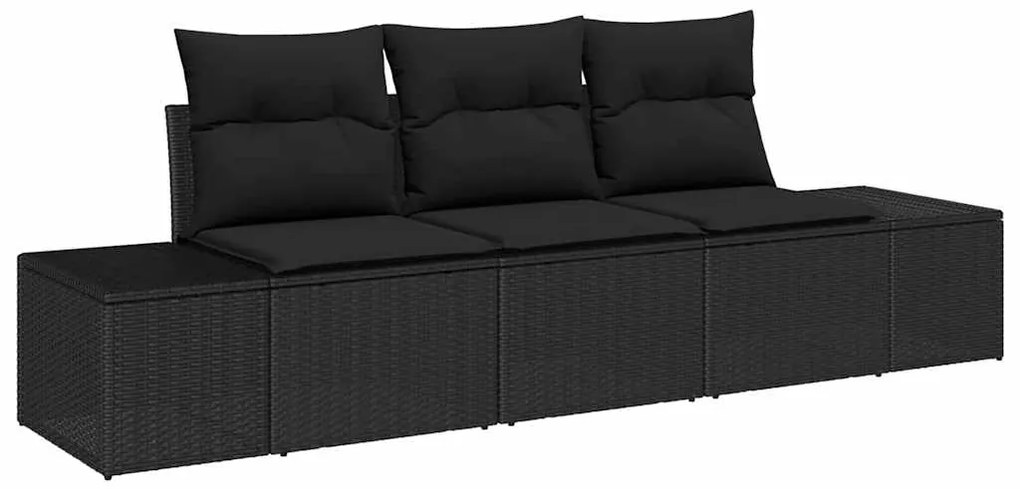 vidaXL Σετ Καναπέ Κήπου 3 pcs Μαύρο Πολυ rattan, βαμμένο ατσάλι