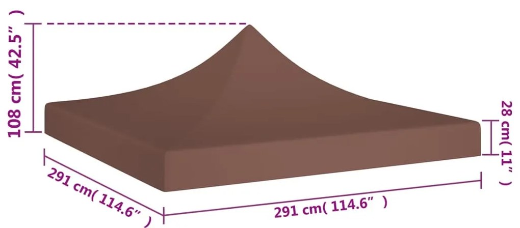 vidaXL Κάλυμμα Τέντας Εκδηλώσεων Καφέ 3 x 3 μ. 270 γρ/μ²