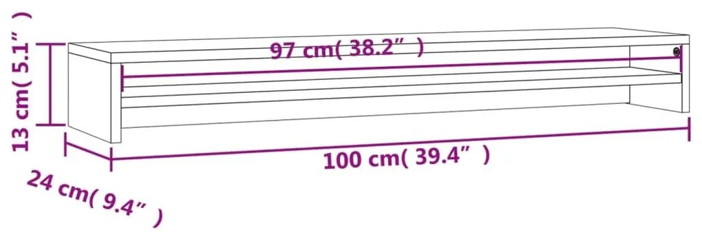 Βάση Οθονών Γκρι του Σκυροδέματος 100x24x13 εκ. από Επεξ. Ξύλο - Γκρι