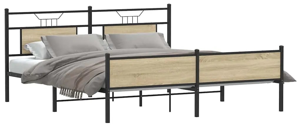 vidaXL Σκελετός Κρεβ. Χωρίς Στρώμα Sonoma Δρυς 180x200 εκ. Μεταλλικό