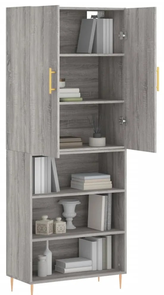 vidaXL Ντουλάπι Γκρι Sonoma 69,5 x 34 x 180 εκ. Επεξεργασμένο Ξύλο