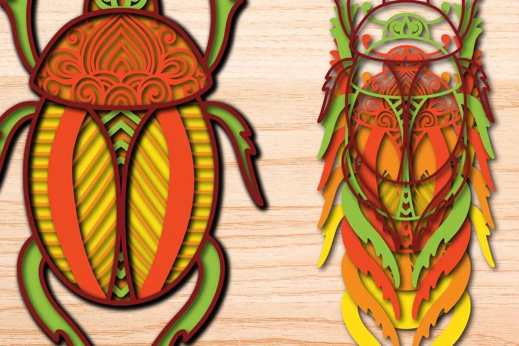 Σετ των 2 Intra απο ξύλο plywood 3mm-4mm πάχος κοπής πολλαπλών επιπέδων λέιζερ BOHO Δίασταση 15x15 cm INTRAFABR-75328345