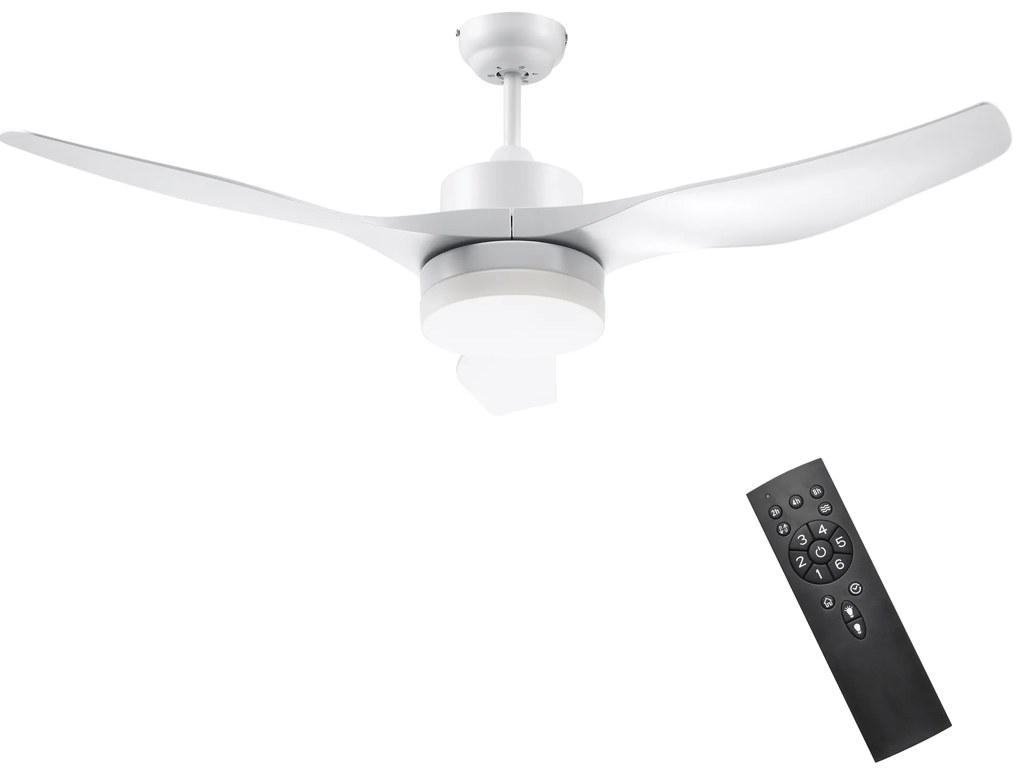 Ανεμιστήρας οροφής HOMCOM με φως LED, σχεδιασμός 2 σε 1, με χρονοδιακόπτη, τηλεχειριστήριο, φωτιστικό οροφής με ανεμιστήρα, λευκό