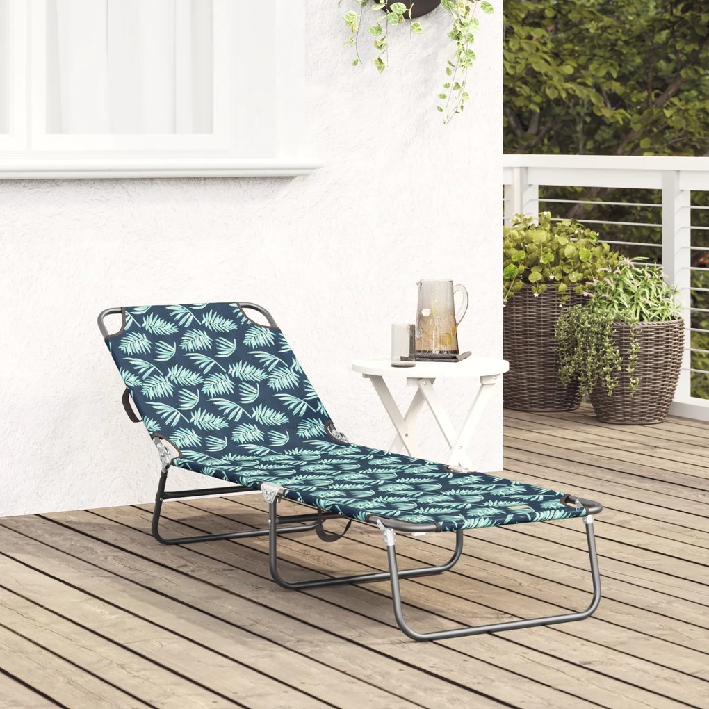 vidaXL Φορητή Αναδιπλούμενη Ξαπλώστρα από 600D Oxford Fabric με σχέδιο φύλλων.