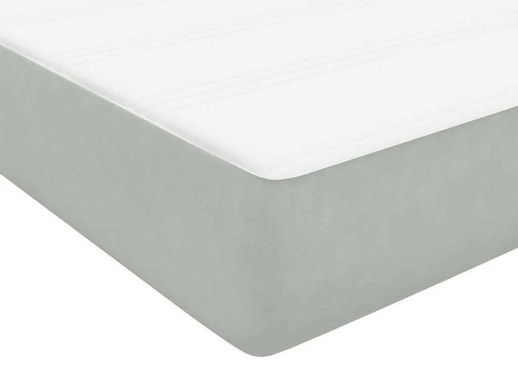 Box Spring κρεβάτι με στρώμα ανοιχτό γκρι 90x210 cm Βελούδινο - Γκρι