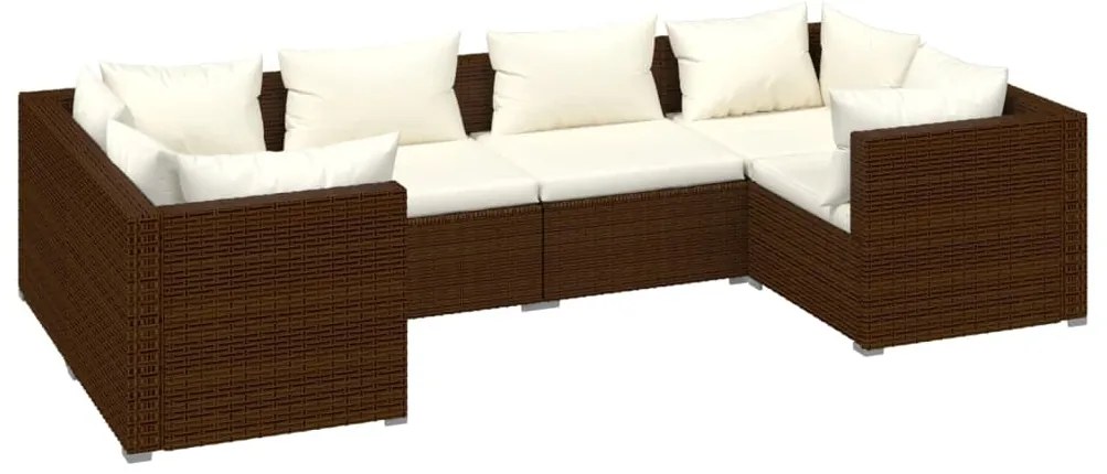 vidaXL Σαλόνι Κήπου Σετ 6 Τεμαχίων Καφέ Συνθετικό Ρατάν με Μαξιλάρια