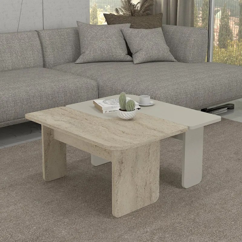ΤΡΑΠΕΖΑΚΙ ΣΑΛΟΝΙΟΥ ΣΕΤ 2ΤΜΧ SEVILLA MEGAPAP ΧΡΩΜΑ SANDSTONE - TRAVERTINE 75X75X37,4ΕΚ.