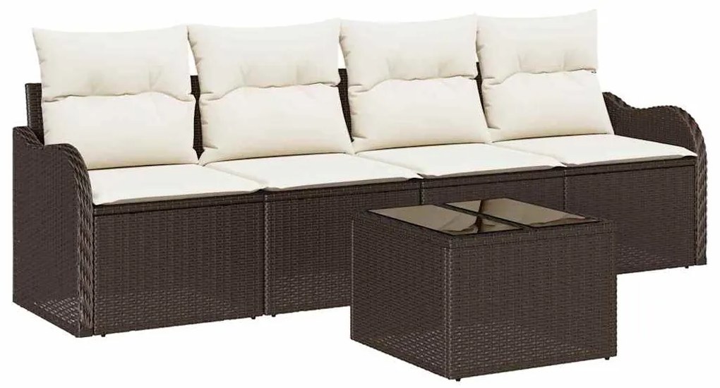 vidaXL Σετ Καναπέ Κήπου με μαξιλάρι 5 pcs Καφέ, Κρέμα 55 x 55 x 37 εκ