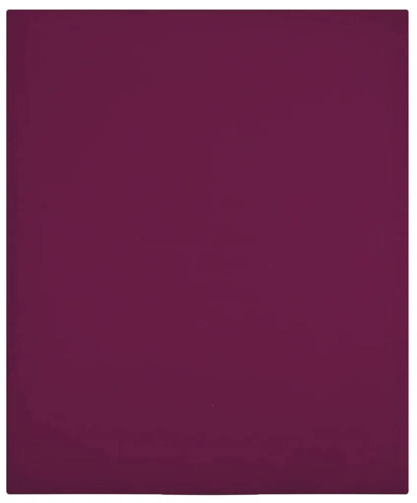 Σεντόνι με Λάστιχο Μπορντό 90 x 200 εκ. Βαμβακερό Ζέρσεϊ - Κόκκινο