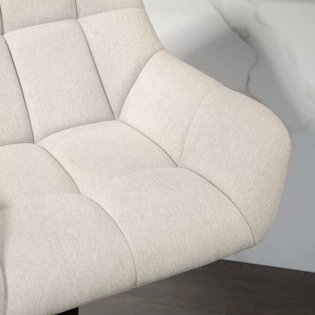 HOMCOM Σκαμπό μπαρ Σετ 2 τεμαχίων Ρετρό σχεδιασμός ρυθμιζόμενο ύψος δερματίνη όψη λινό Κρεμ + Μαύρο