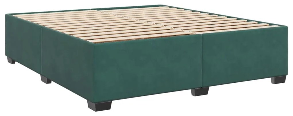 vidaXL Κρεβάτι Boxspring με Στρώμα Σκούρο Πράσινο 200x200εκ. Βελούδινο