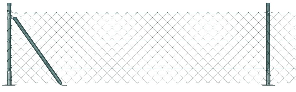 vidaXL Συρματόπλεγμα με 7 Φλαντζωτές Στήλες 0.6 x 10m, Γαλβανισμένο Ατσάλι