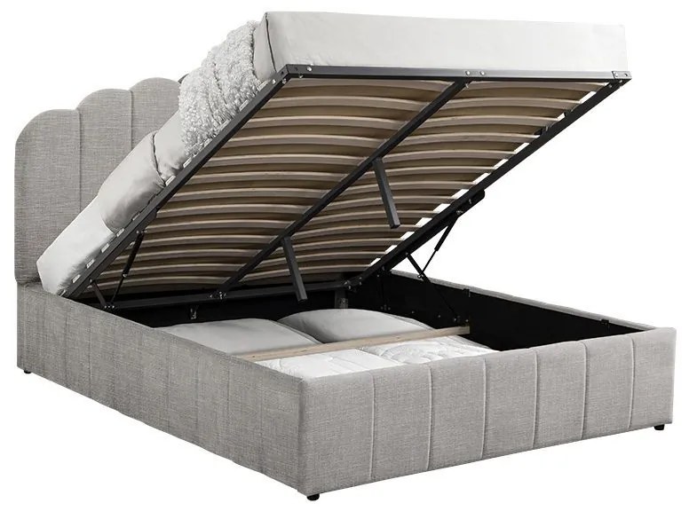 Κρεβάτι διπλό Tatiana pakoworld ύφασμα γκρι με αποθηκευτικό χώρο 160x200εκ