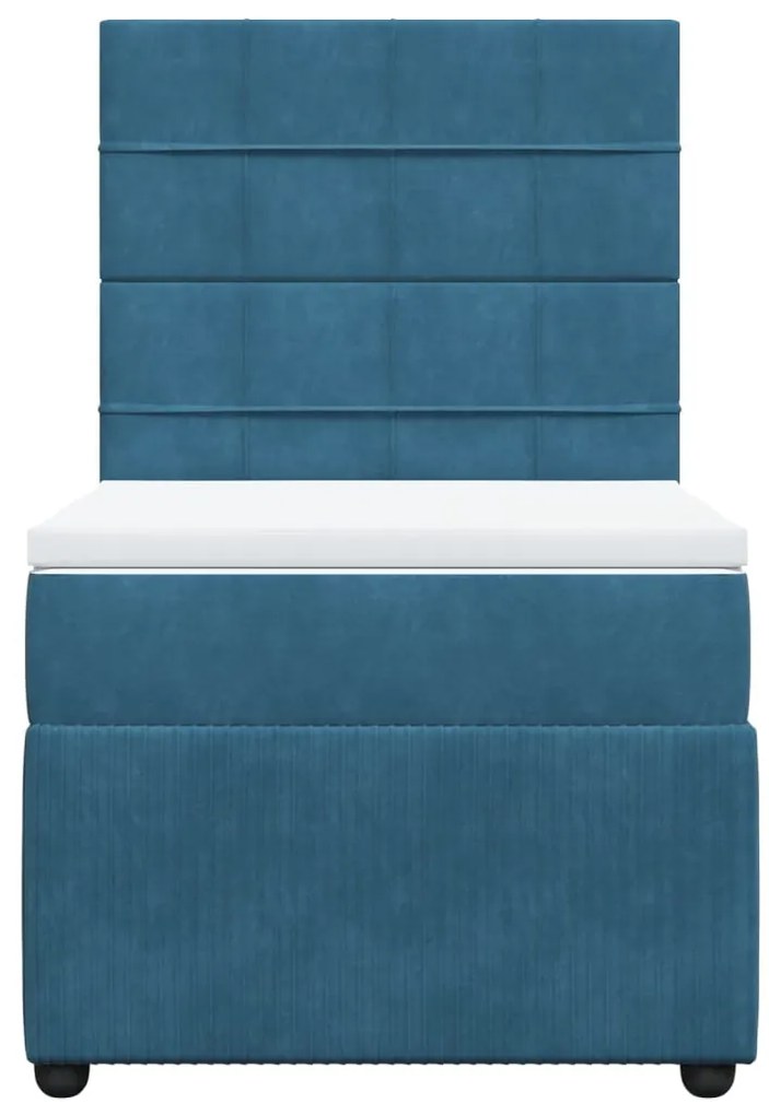 vidaXL Κρεβάτι Boxspring με Στρώμα Μπλε 80 x 200 εκ. Βελούδινο