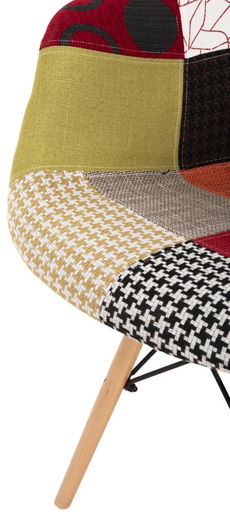 Καρέκλα MIRTO με Ξύλινα πόδια και Κάθισμα PATCHWORK 63x57x80 εκ. 4αδα 63x57x80 εκ.