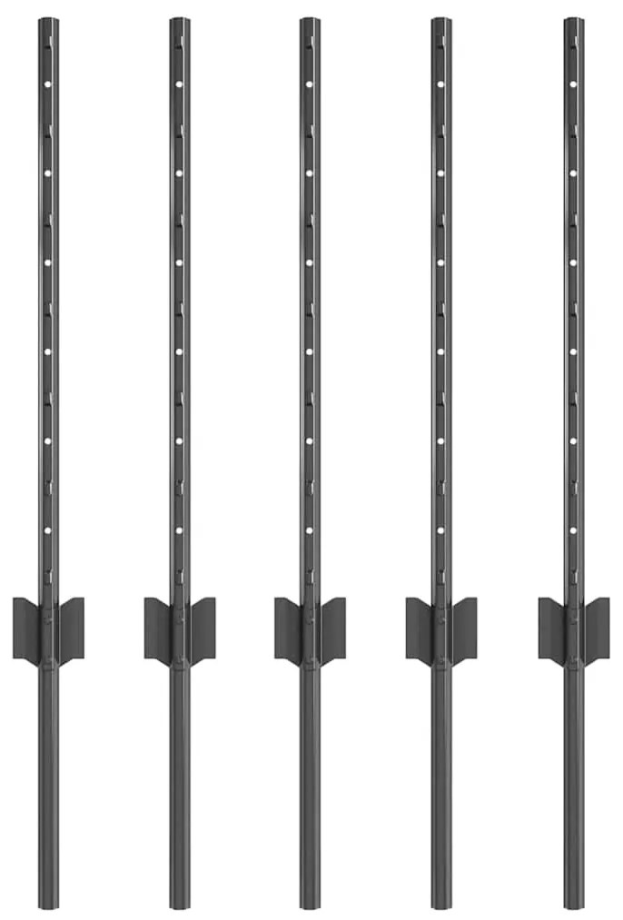 vidaXL Πό posts φράχτη 5 pcs Γκρι 60 cm Ατσάλι