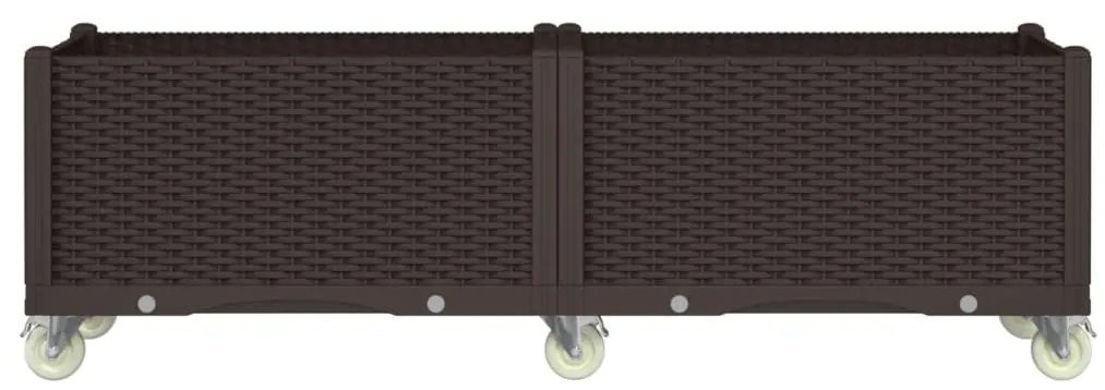 vidaXL Ζαρντινιέρα Κήπου με Ροδάκια Καφέ 160x50x54 εκ. Πολυπροπυλένιο