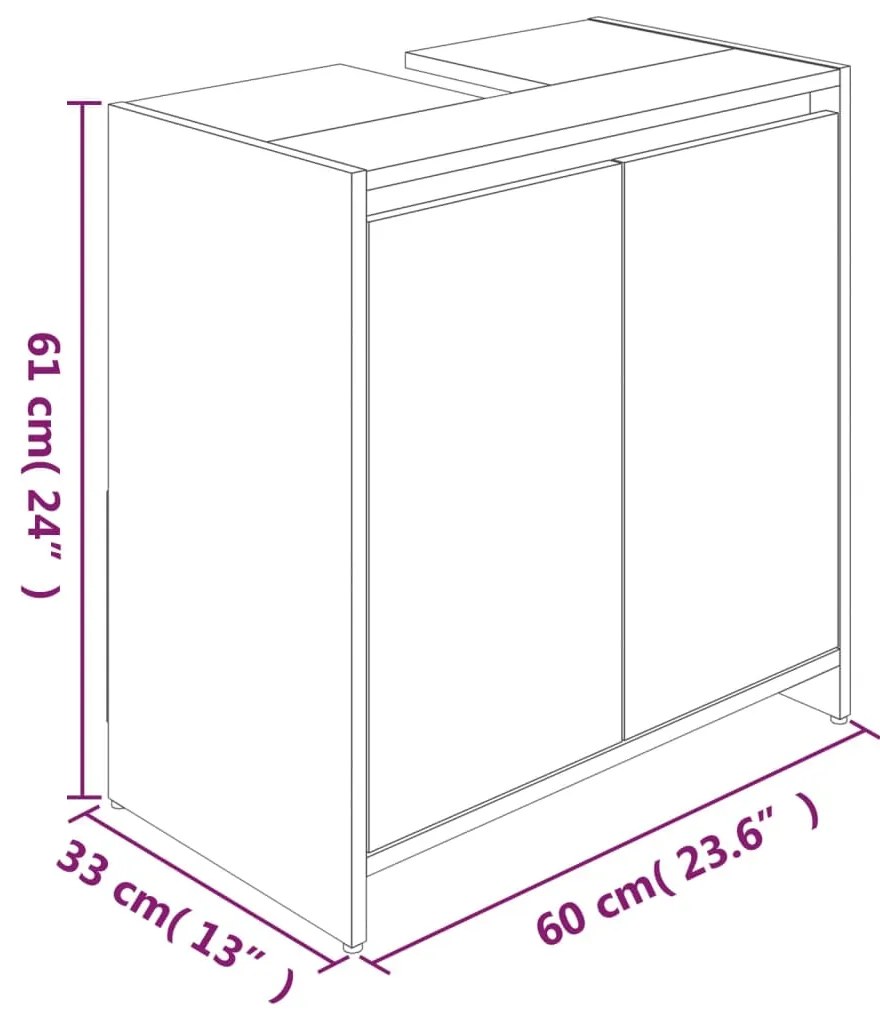 Ντουλάπι Μπάνιου Καπνιστή Δρυς 60x33x61 εκ. Επεξεργασμένο Ξύλο - Καφέ