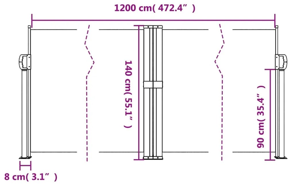 Σκίαστρο Πλαϊνό Συρόμενο Μπεζ 140 x 1200 εκ. - Μπεζ