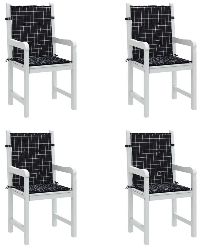 Μαξιλάρια Καρέκλας με Χαμ. Πλάτη 4 τεμ. Μαύρο Καρό Υφασμάτινα - Πολύχρωμο