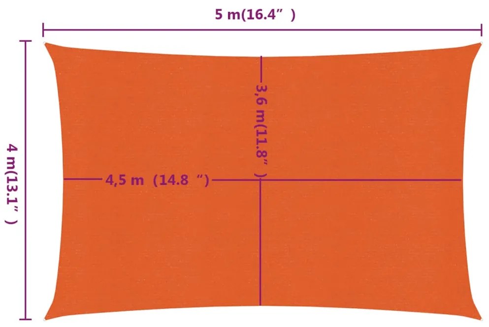 ΠΑΝΙ ΣΚΙΑΣΗΣ ΟΡΘΟΓΩΝΙΟ ΠΟΡΤΟΚΑΛΙ 4X5 Μ. ΑΠΟ HDPE 160 ΓΡ/Μ² 311683