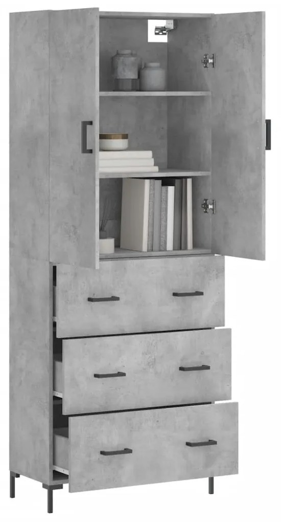 vidaXL Ντουλάπι Γκρι Σκυροδέματος 69,5x34x180 εκ. Επεξεργασμένο Ξύλο