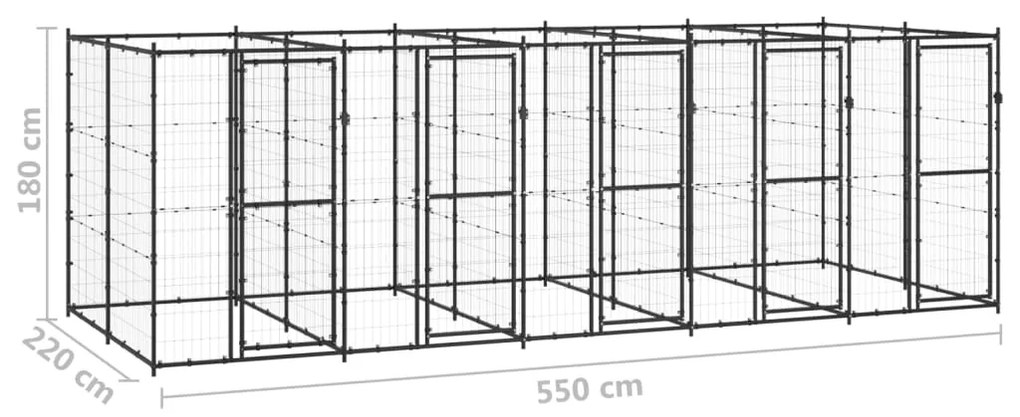 vidaXL Κλουβί Σκύλου Εξωτερικού Χώρου 12,1 μ² από Ατσάλι