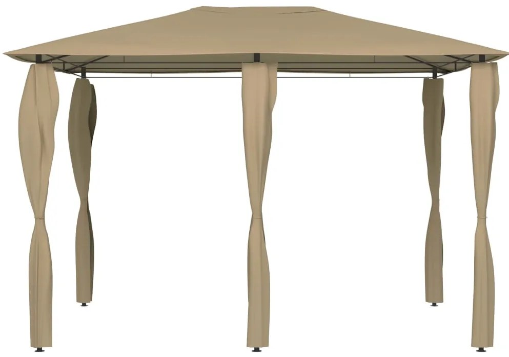 vidaXL Κιόσκι με Καλύμματα Στύλων Taupe 3 x 4 x 2,6 μ. 160 γρ./μ²