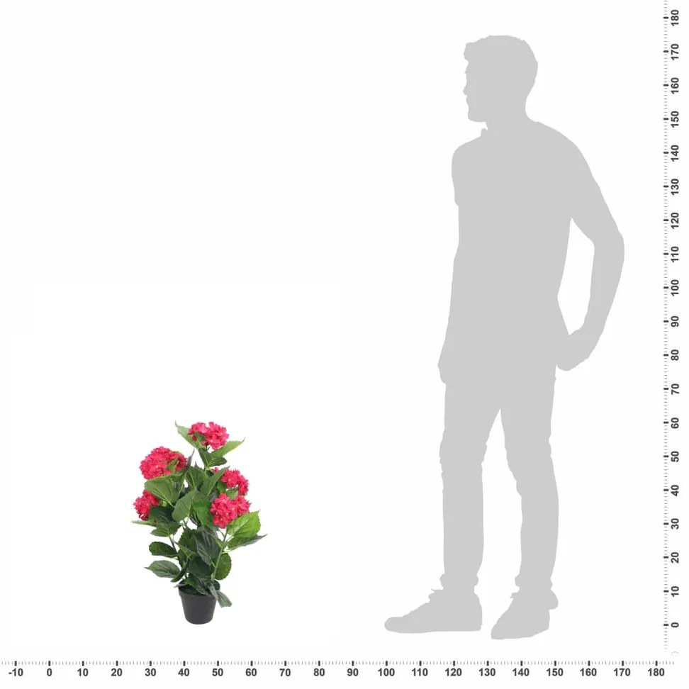 vidaXL Ορτανσία Τεχνητή Κόκκινη 60 εκ. με Γλάστρα