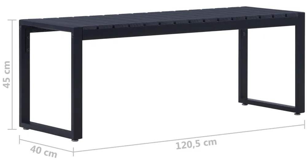 vidaXL Πάγκος Κήπου 120,5 εκ. Μαύρος από Πολυστυρένιο