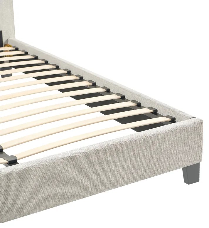 Κρεβάτι διπλό Majus pakoworld ύφασμα γκρι-μπεζ 160x200εκ