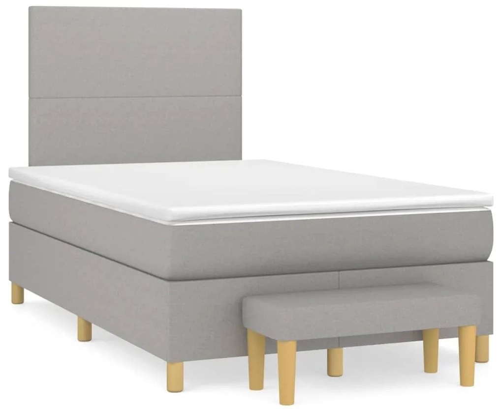 Κρεβάτι Boxspring με Στρώμα Ανοιχτό Γκρι 120x200 εκ. Υφασμάτινο - Γκρι