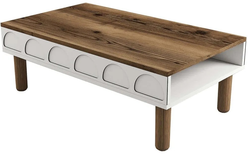 Τραπέζι Σαλονιού Bohem 845HCT2889 180x60x35,6cm Walnut-White
