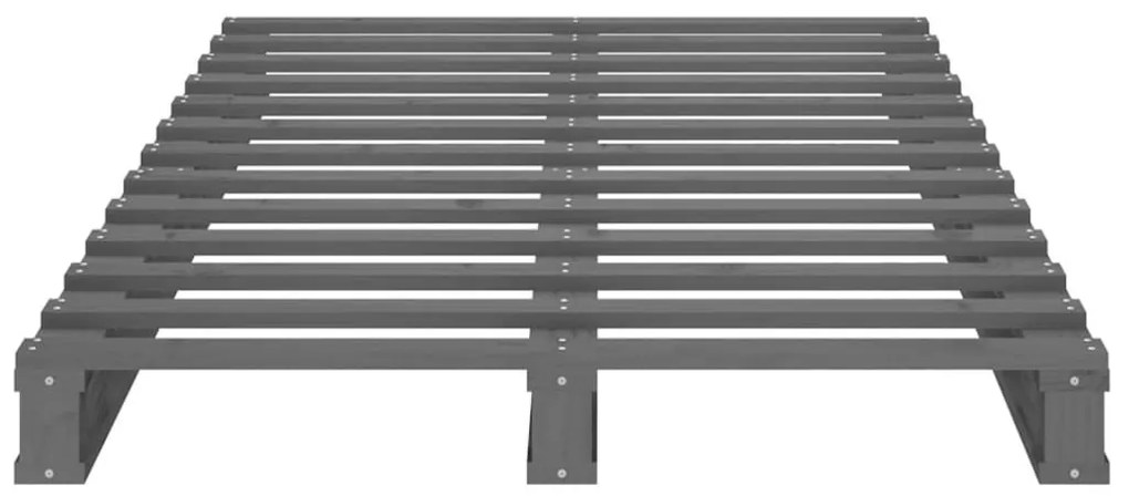 Πλαίσιο Κρεβατιού Γκρι 100 x 200 εκ. από Μασίφ Ξύλο Πεύκου - Γκρι