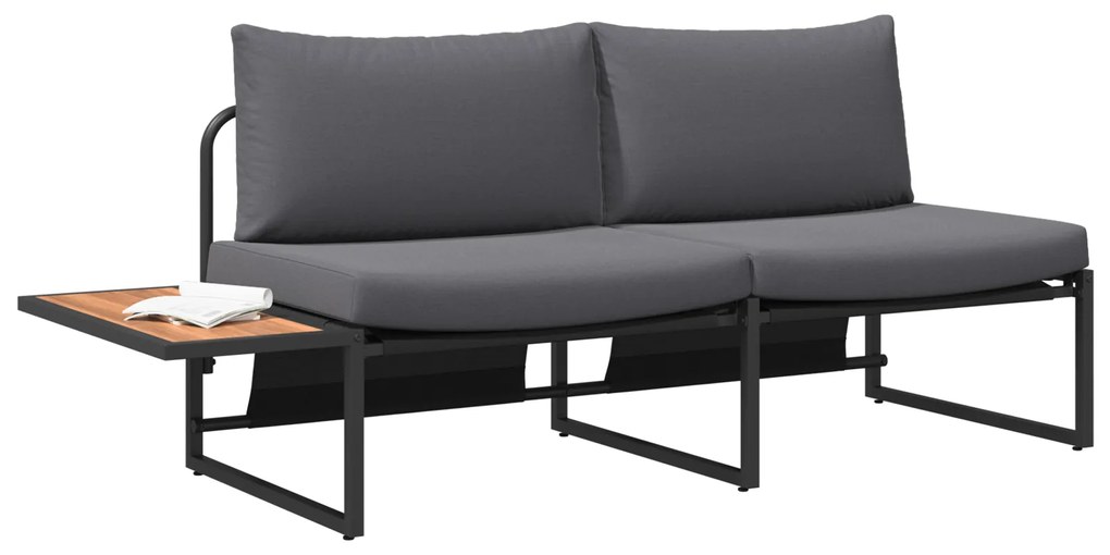 vidaXL Καναπές Κήπου με μαξιλάρι Καφέ 200.5 x 70 x 85.5εκ Μέταλλο