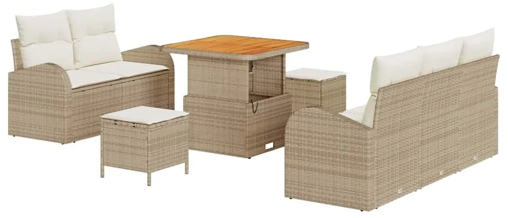 vidaXL Σετ Καναπέ Κήπου 8 pcs Μπεζ συνθετικό ρατάν
