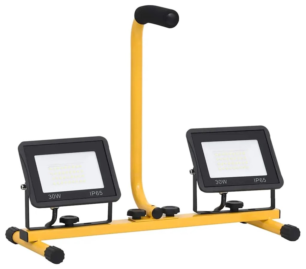 vidaXL Προβολέας LED με Λαβή Θερμό Λευκό 2 x 30 W