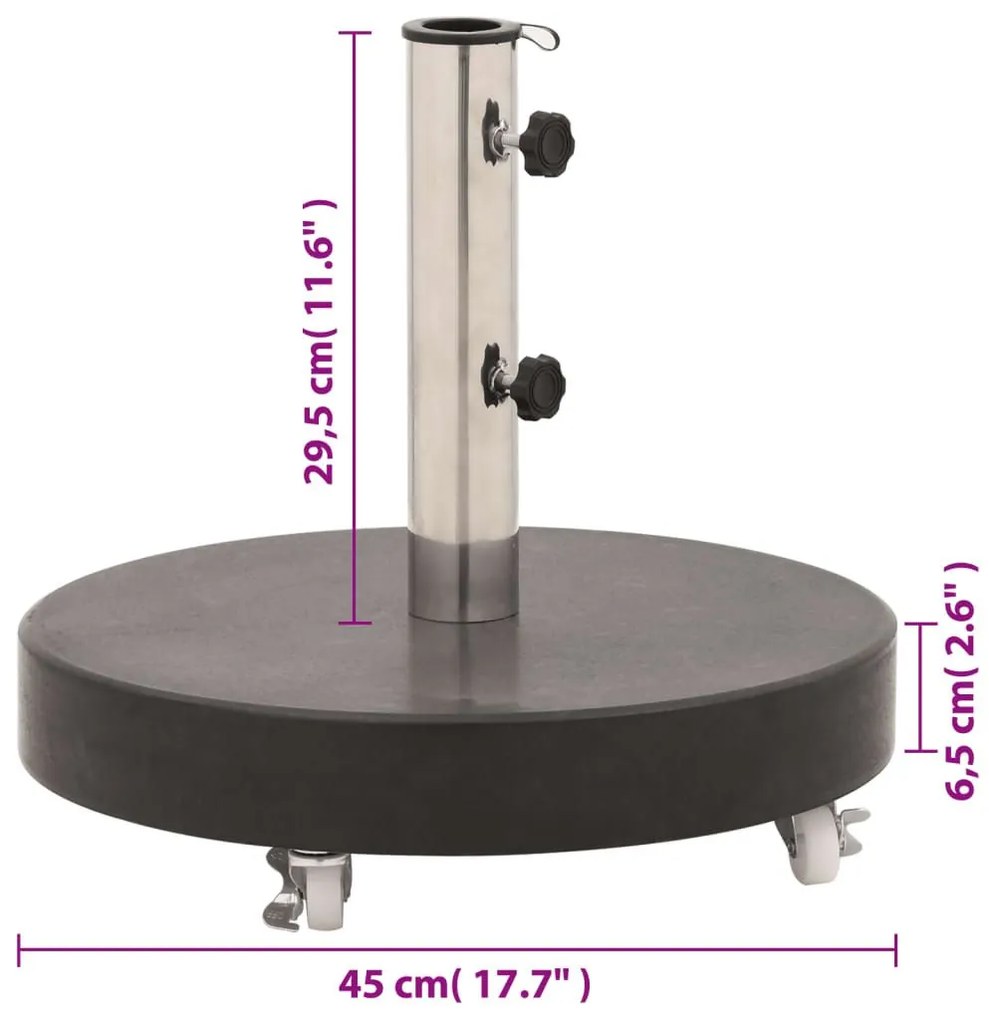 Βάση Ομπρέλας Στρογγυλή Μαύρη 30 κ. από Γρανίτη - Μαύρο