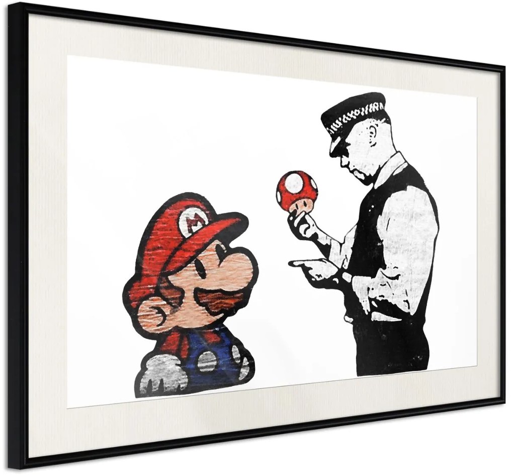 Αφίσα - Banksy: Mario and Copper - 30x20 - Μαύρο - Με πασπαρτού