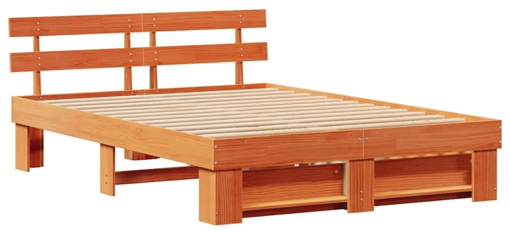 vidaXL Σκελετός Κρεβατιού Καφέ κεριού 140 x 200 cm Μασίφ ξύλο πεύκου