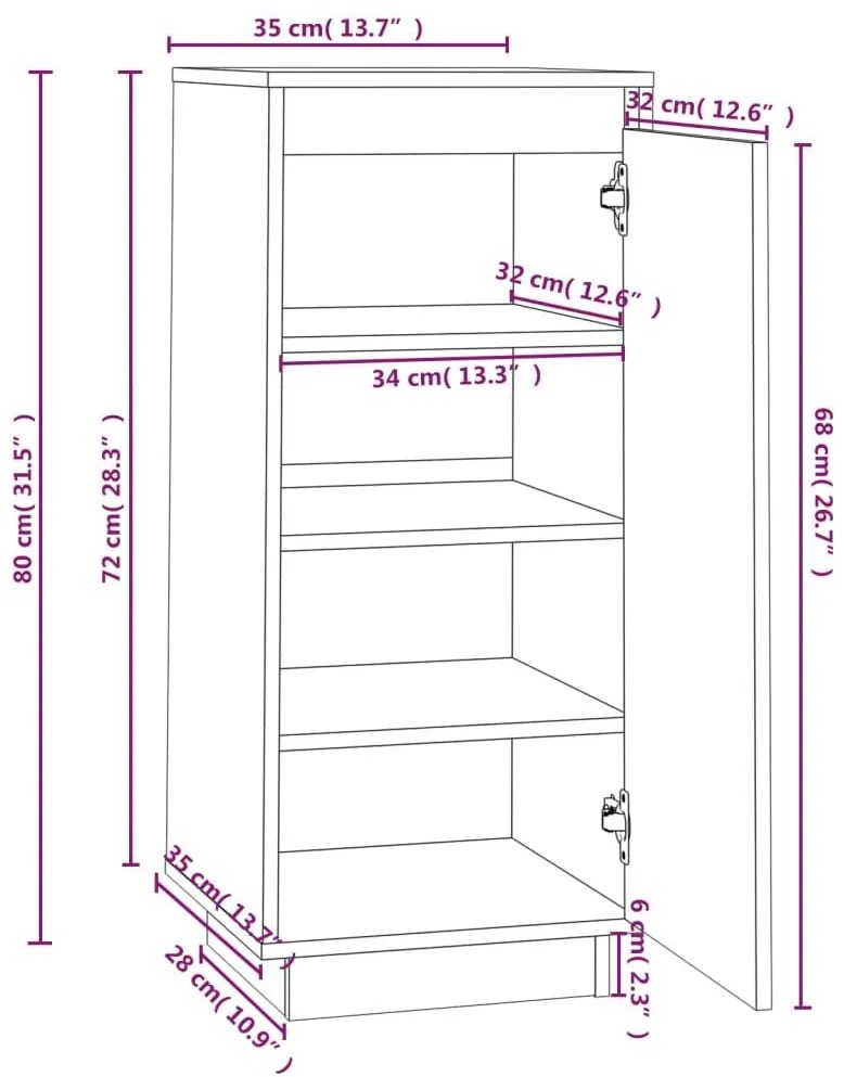 Παπουτσοθήκη 35 x 35 x 80 εκ. από Μασίφ Ξύλο Πεύκου - Καφέ