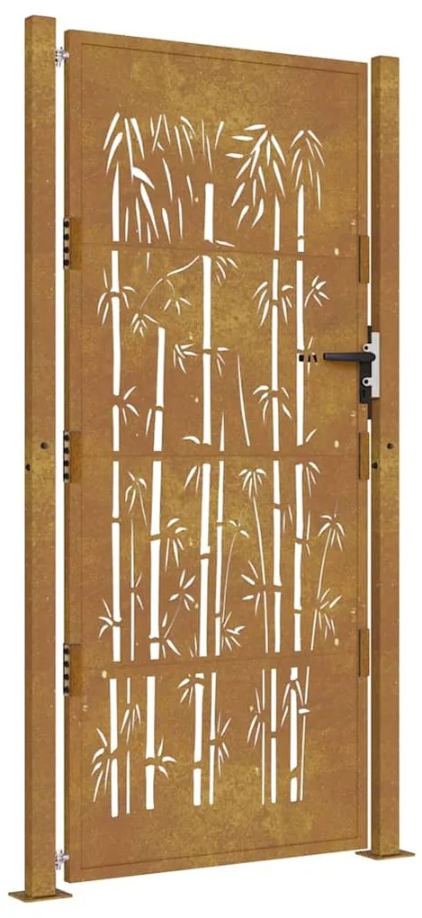 vidaXL Πόρτα Κήπου από Μπαμπού με Σχέδιο Ατσάλι Corten 100 x 200 εκ.