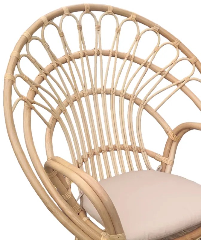 Πολυθρόνα Boloni Inart με μπεζ μαξιλάρι-φυσικό rattan 100x67x120εκ