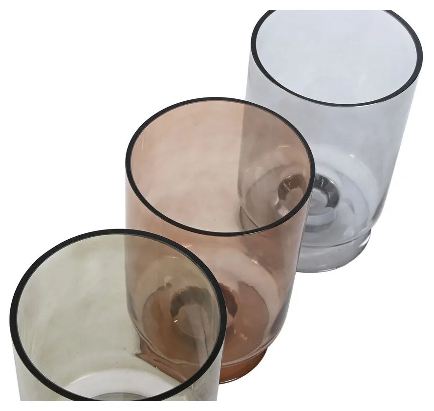 Βάζο Home ESPRIT Μπλε Πράσινο Κεχριμπάρι Κρυστάλλινο Σύγχρονη 12,5 x 12,5 x 20 cm (3 Μονάδες)