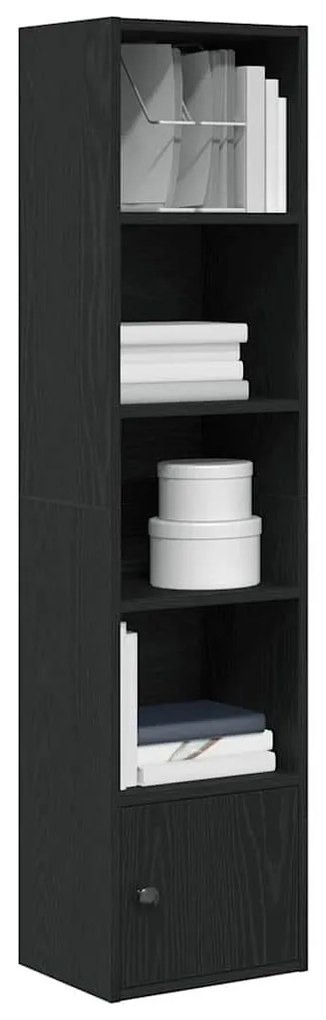 Βιβλιοθήκη Μαύρη Δρυς 31x24x127 εκ. Κατασκευασμένο ξύλο - Μαύρο