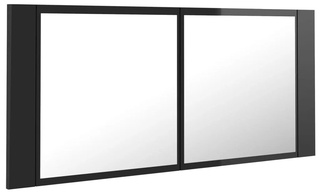 vidaXL Ντουλάπι Μπάνιου με Καθρέφτη & LED Γυαλ. Μαύρο Ακρυλικός