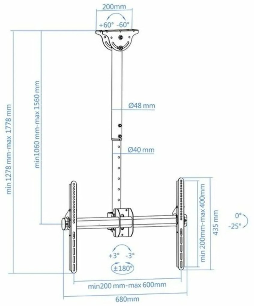 Βάση TV Οροφής TooQ LPCE1170TSLI-B 37-70&quot;