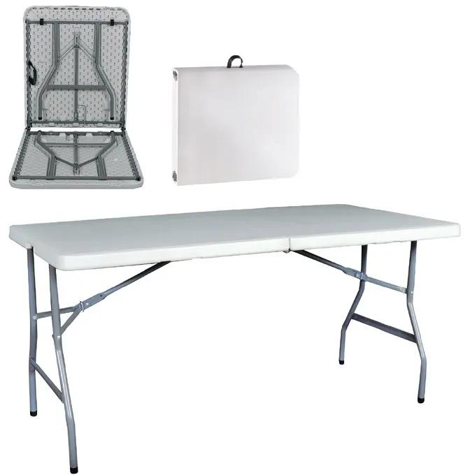 BLOW Τραπέζι Συνεδρίου - Catering Πτυσσόμενο (Βαλίτσα), Μέταλλο Βαφή Γκρι, HDPE Άσπρο  152x70x74cm [-Άσπρο/Γκρι-] [-Μέταλλο/PP - ABS - Polywood-] ΕΟ181