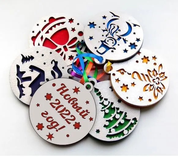 Intra απο ξύλο plywood 3mm-4mm πάχος - Χριστουγεννιάτικα στολίδια μπάλας Δίασταση 10x10 cm Intraeaxys-p7ym5e57